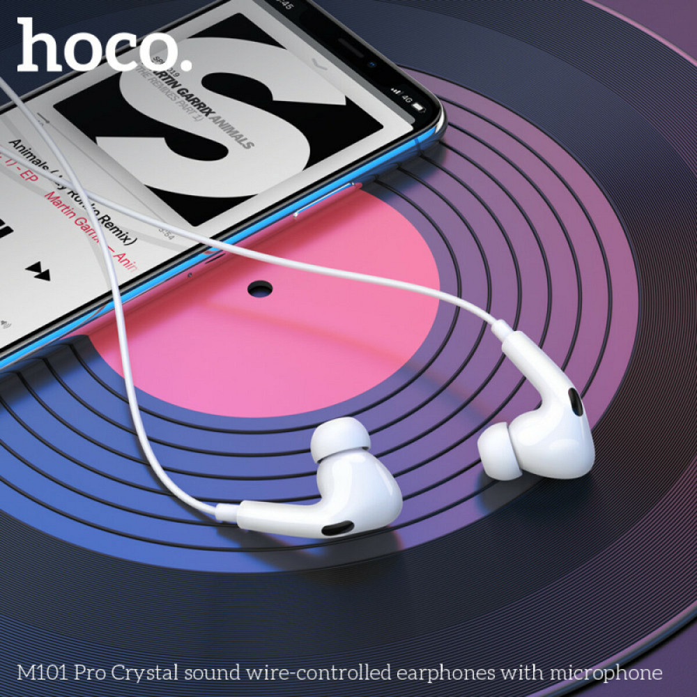 Навушники HOCO M101 Pro Crystal sound wire-controlled earphones with microphone White Київ - фото 3