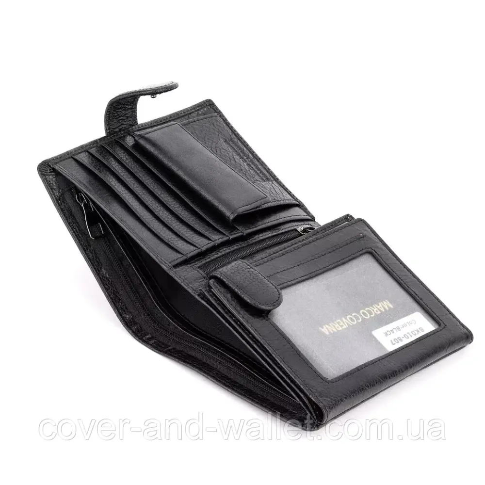 Елітний чоловічий портмоне з відділенням для документів Marco Coverna 010-807 чорний Київ - фото 15