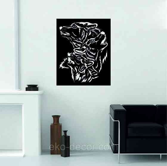 Декоративное настенное Панно «Волки» Декор на стену 110*90 см, Черный Киев