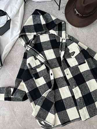 Жіноча повсякденна сорочка в клітинку з капюшоном турецький кашемір Чорний, 42/46 Одеса