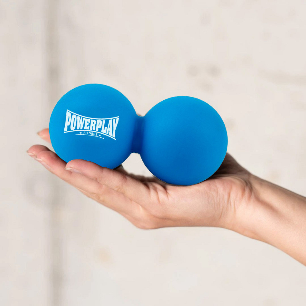 Масажний силіконовий подвійний м'яч PowerPlay PP-4355 Silicone Lacrosse Peanut Ball (6.3*12.6см.) Синій Кам'янське - фото 3