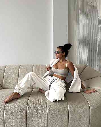 Женский теплый повседневный костюм двойной двухсторонний флис Молочный, 48/50 Одесса