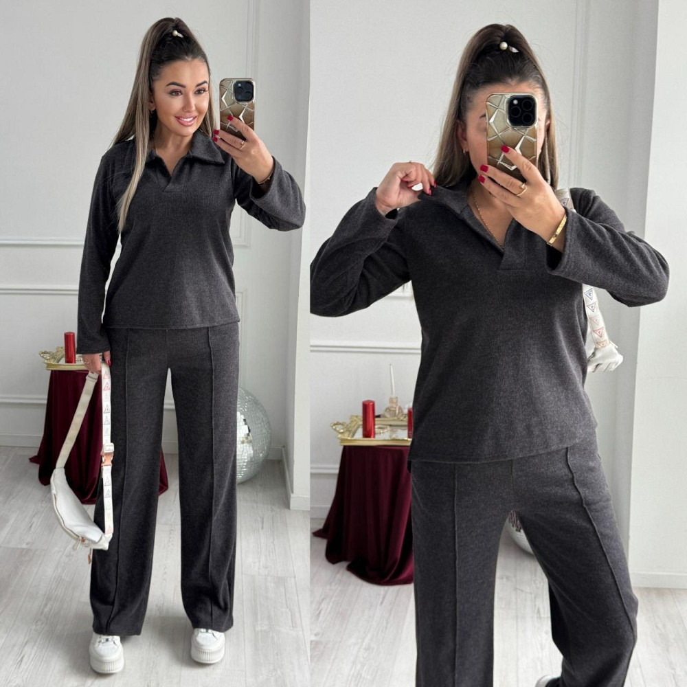 Женский базовый вязаный костюм двойка из ангоры Графит, 50/52 Одесса - изображение 1