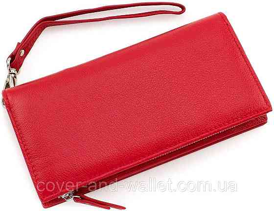 Місткий жіночий шкіряний гаманець клатч з відділенням на блискавці ST 1431 Київ
