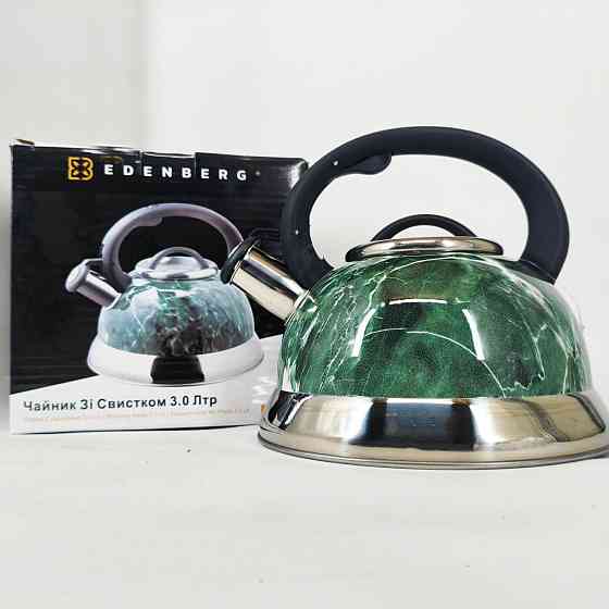 Чайник Edenberg EB-8871 из нержавеющей стали со свистком 3л Green DT-18 Львов