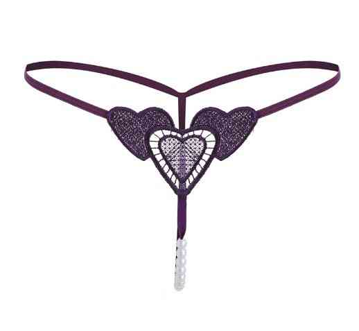 Трусики з бусинками з сердечками універсальний фіолетовий Київ