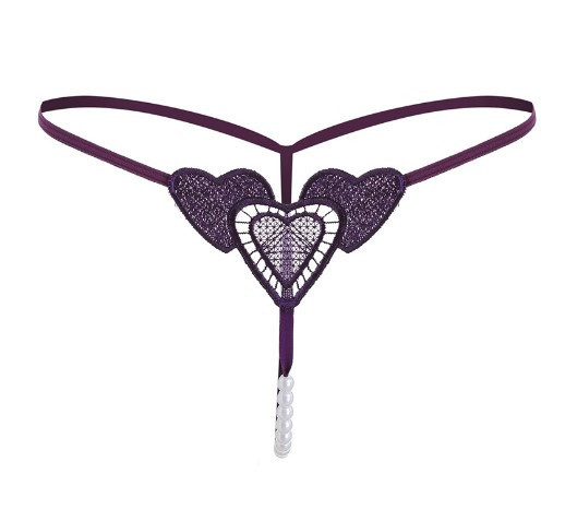 Женские трусики с бусинками с сердечками универсальный фиолетовый Киев - изображение 1