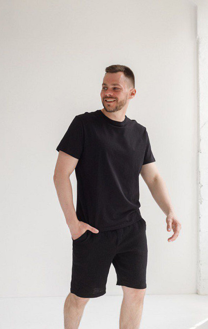 Мужские шорты муслиновые Черный M Харьков - изображение 2