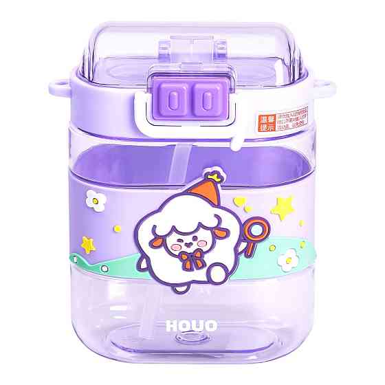 Yiwu Пляшка для води дитяча з трубочкою та ремінцем 560 мл пляшечка для пиття в школу 15 см Фіо Киев