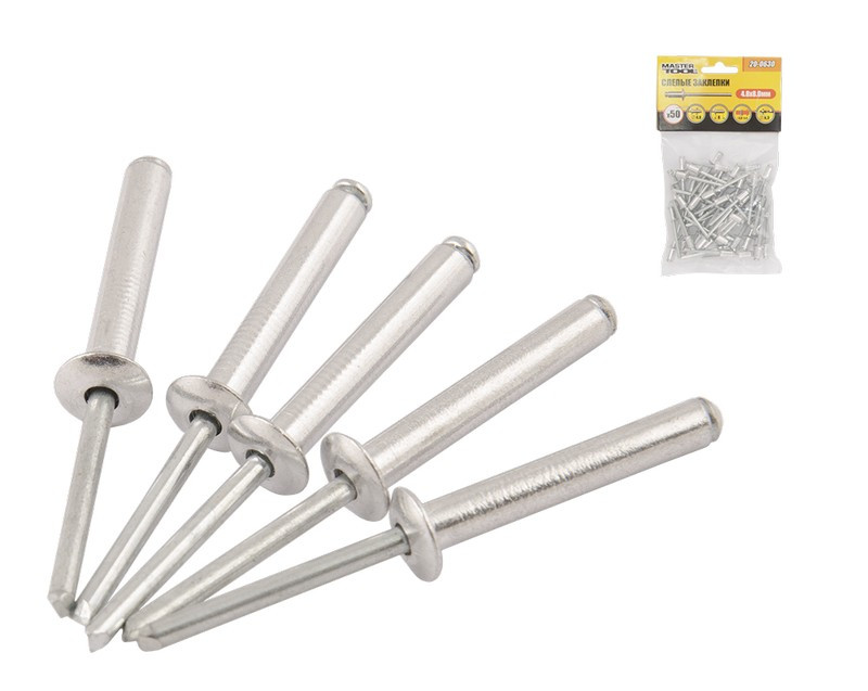 Заклепки алюмінієві витяжні MASTERTOOL 4.8х8.00 мм 50 шт 20-0630 Коломия - фото 1