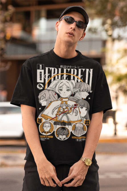 Футболка з аніме принтом Фріерен Бейонд Джоурней С оверсайз (S/M/L) Чорний AnimeJ0049 Дніпро - фото 7