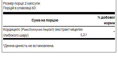 Cordyceps 600 mg - 120 Capsules Киев