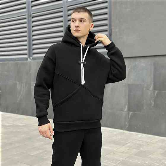 Чорний чоловічий спортивний костюм осінь/зима з капюшоном Pobedov Space Київ