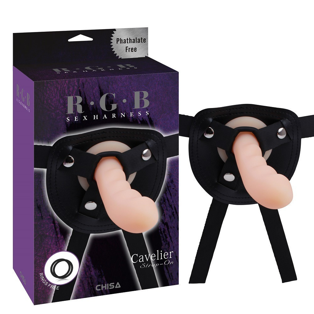 Страпон силиконовый Chisa R.G.B. Cavelier, на трусиках из искусственной кожи, бежевый Sex Aura Киев - изображение 1