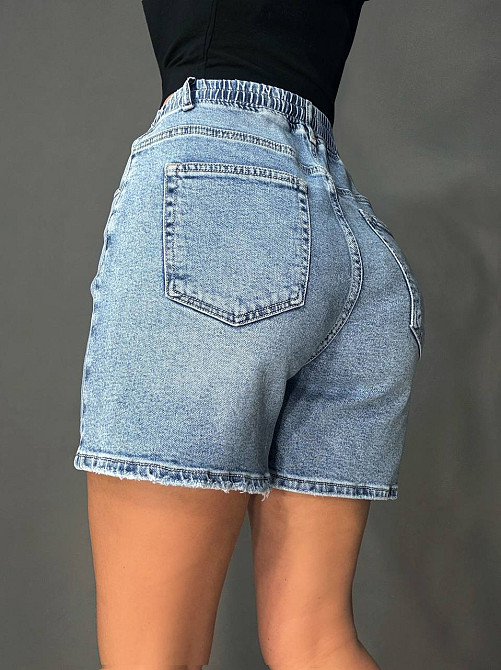 Шорти жіночі джинсові Liana 4-026 з резинкою на талії та шнурком стрейчеві блакитні , блакитний, 30, 30, 80 см, 102 см Київ - фото 15