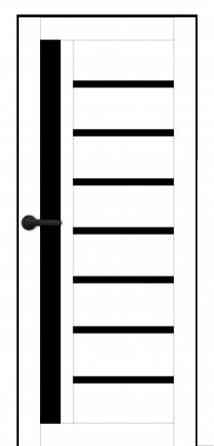 Двері міжкімнатні Порталіно PL-01 беллісіма вайт чорне скло Київ