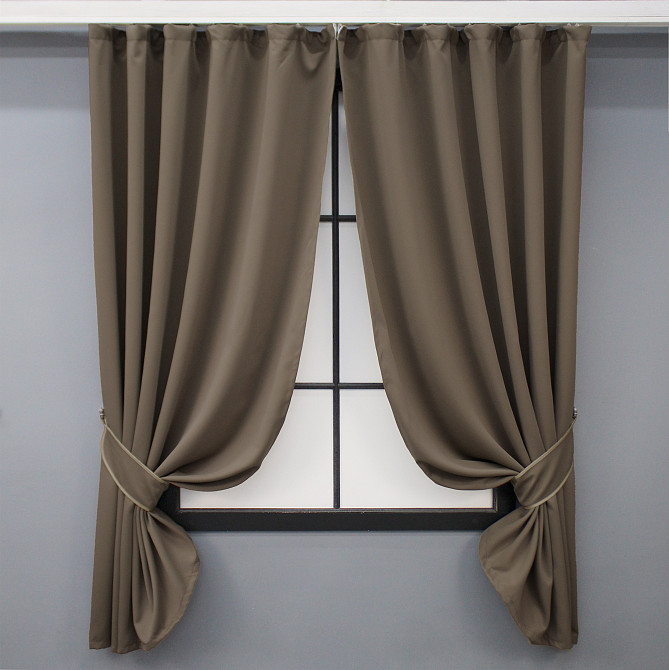 Комплект коротких штор VR-Textil Блекаут Midnight № 1673ш Какао 130х170 см 2 шт (35-0327) Київ - фото 1