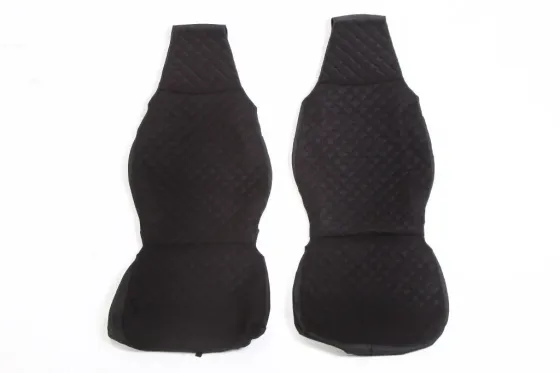 Накидка на сидушку алькантара передня Люкс чорний/черна нитка (2 шт.) Вінниця
