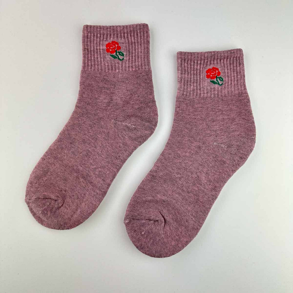 Теплі шкарпетки жіночі класичні однотонні Квітка GM Textile Високі 36-41 Пудровий Суми - фото 1
