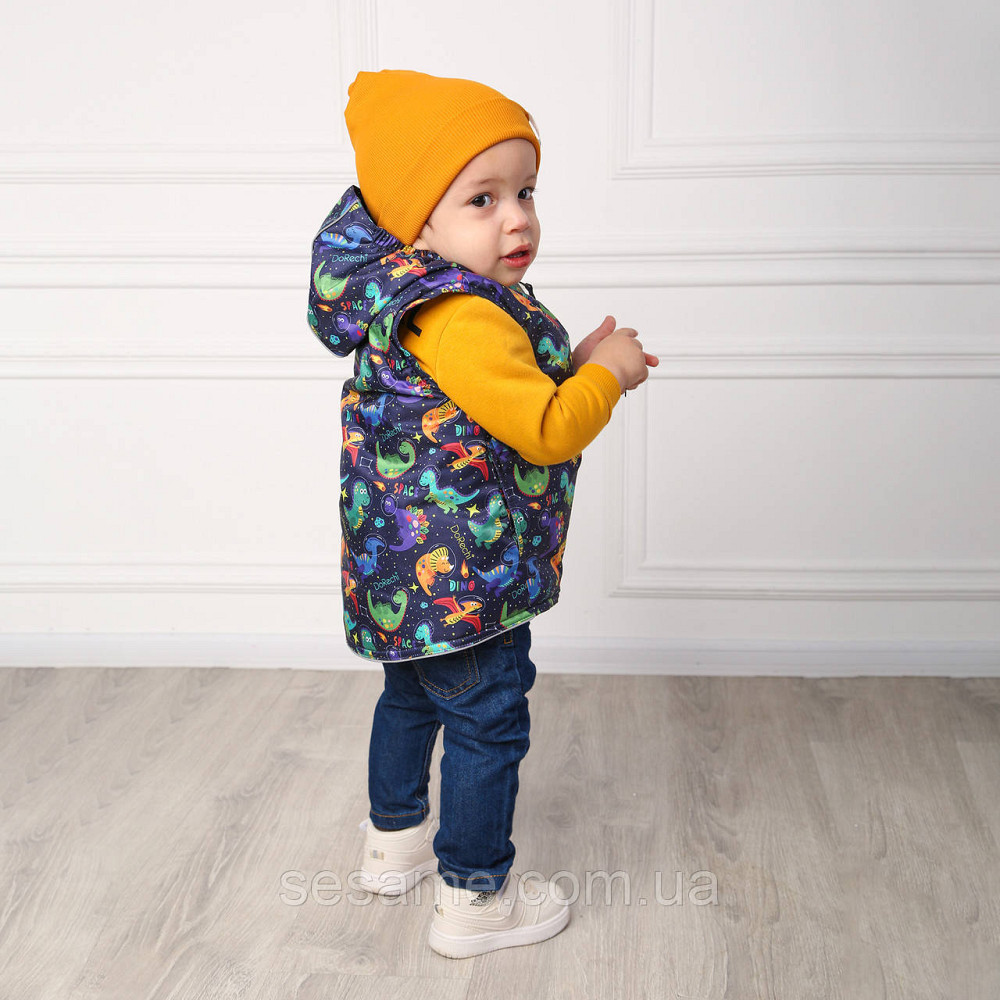 Дитяча куртка-жилетка 2 в 1 демісезонна Динозаврі у космосі Харків - фото 2