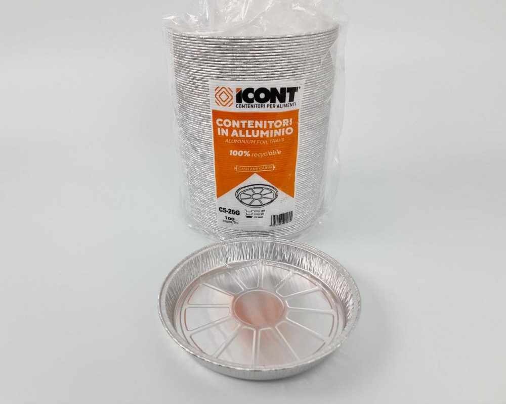 Алюмінієвий Контейнер круглий 100шт(T19G/ C5-26G) 600ml верх19.5/18,3 низ17 h2,5 (1 пач.) Харків - фото 7