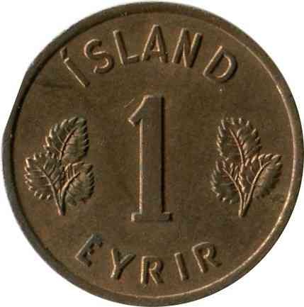 Ісландія 1957 рiк 1 аурар. Полтава