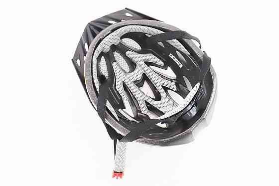 Шолом велосипедний M (54-57 см) знімний козирок, 18 вент. отворів, чорно-біло-жовтий AVHM-02 Київ