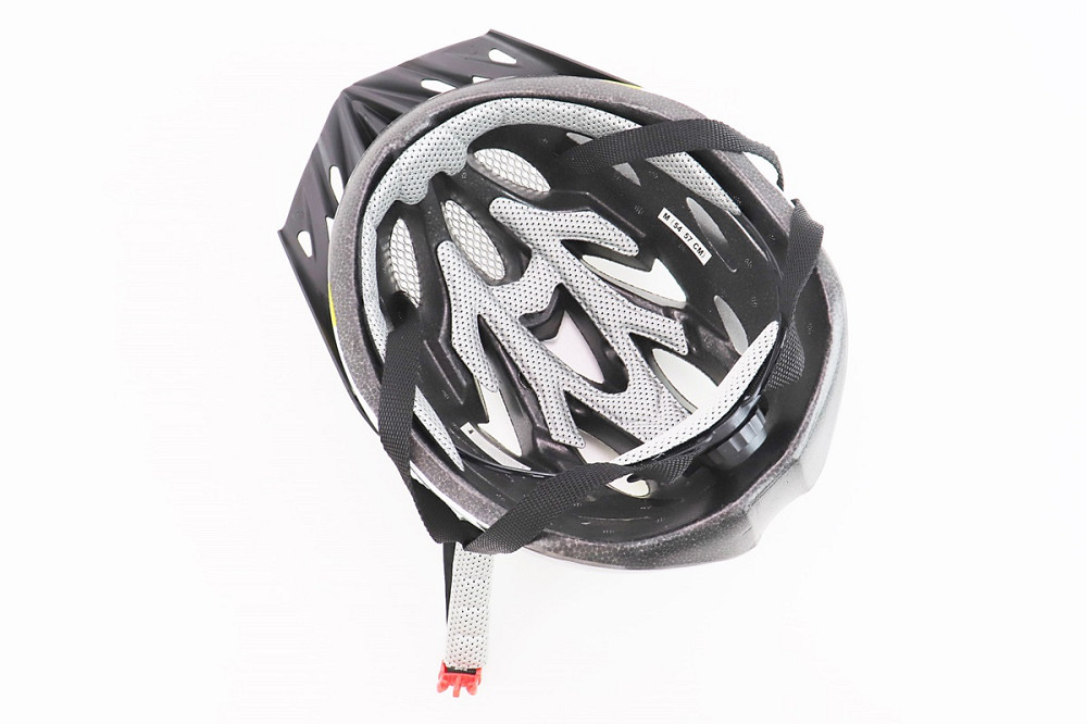 Шолом велосипедний M (54-57 см) знімний козирок, 18 вент. отворів, чорно-біло-жовтий AVHM-02 Київ - фото 3