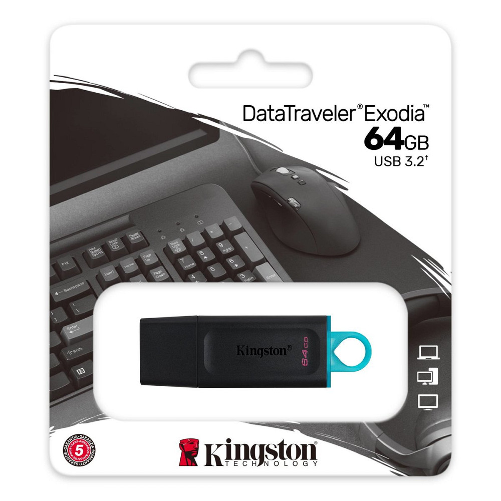 Flash Kingston USB 3.2 DT Exodia 64GB Black/Teal Київ - фото 3