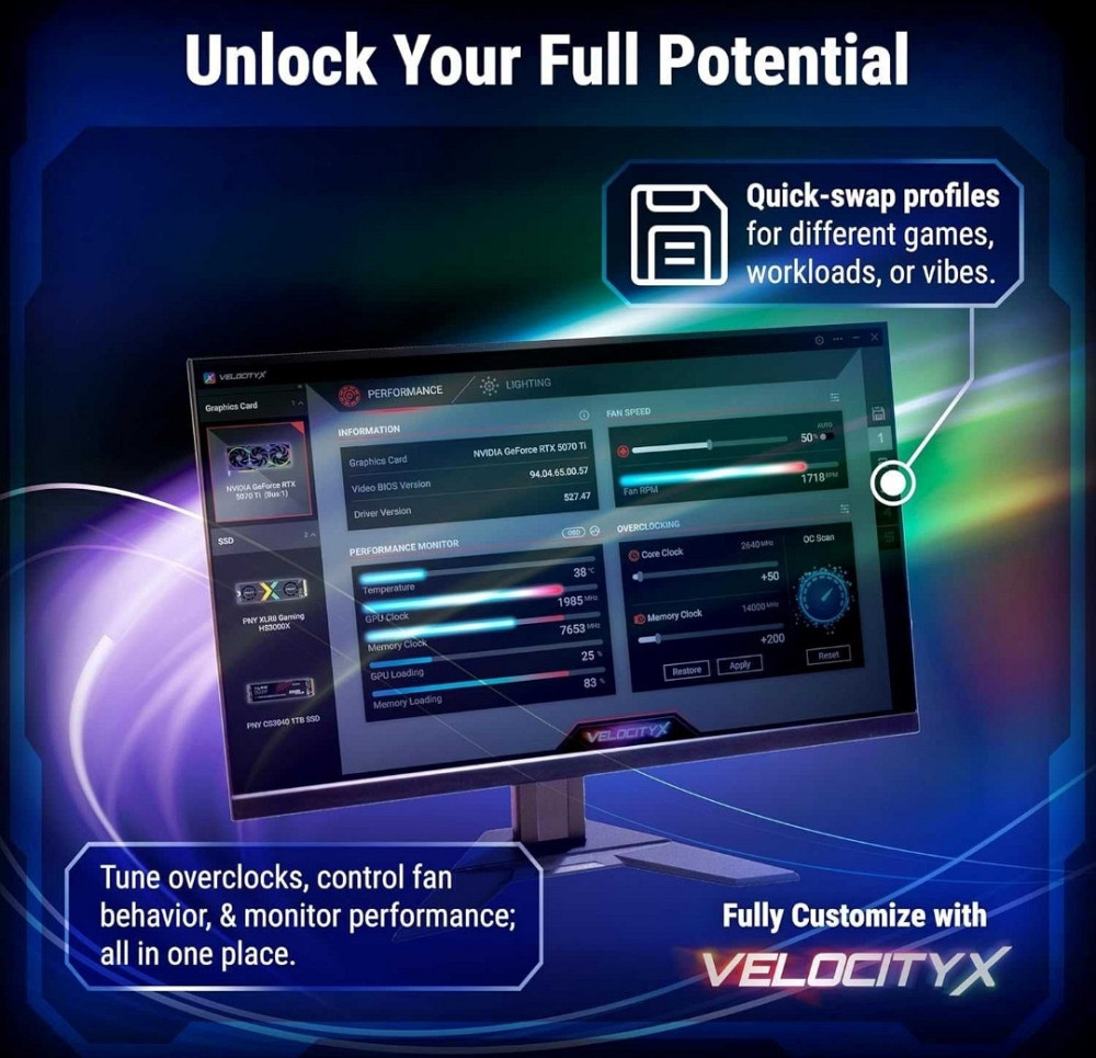 Видеокарта PNY GeForce RTX 5070 Ti 16GB Overclocked Triple Fan 1 шт. Харьков - изображение 3