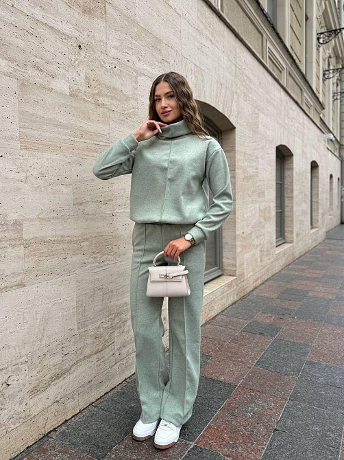 Жіночий стильний костюм двійка  ангора-кашемір. М'ятний, 50/52 Одеса - фото 4