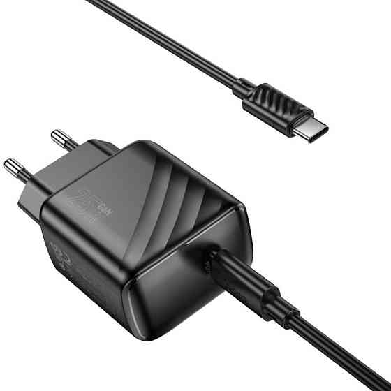 Сетевое зарядное устройство с кабелем HOCO CS24A Puerto single-port PD25W charger set (C to C)(EU) Black Одесса