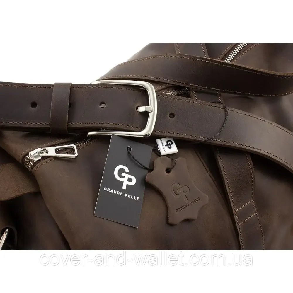 Элитная полу-круглая дорожная сумка из винтажной кожи Grande Pelle 760120 Киев - изображение 5