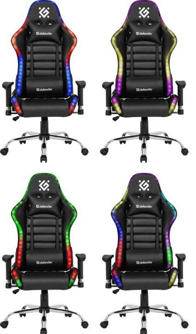 Геймерське крісло Defender Ultimate поліуританове з RGB підсвічуванням (Чорне) Вінниця - фото 9