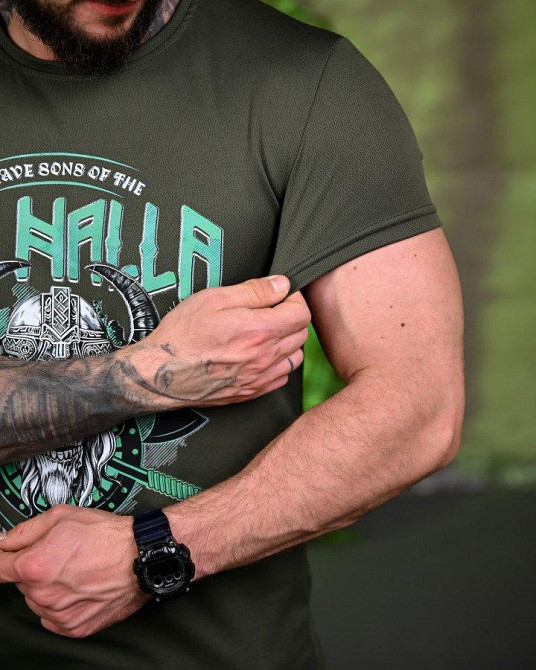 Тактическая потоотводящая футболка Valhalla oliva ПП7704 Одесса - изображение 8