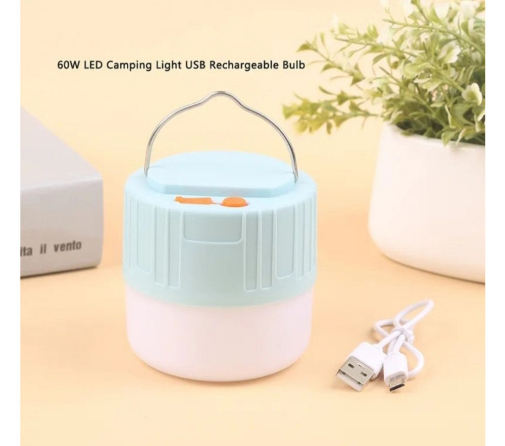 Фонарик аккумуляторный светодиодный с USB разъёмом для кемпинга 8 на 8 см голубой Киев - изображение 1