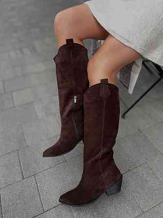 Edan Instruments Чоботи жіночі EDAN K/B шоколадні шкіра натуральна зима євро-хутро висота 36см Коломыя