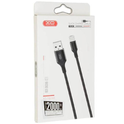 Дата кабель USB 2.0 AM to Micro 5P 2.0m 1.5A braided black XO (NB143-M2-BK) Вінниця - фото 2