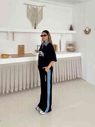 Женский стильный прогулочный костюм двойка трикотаж Черный, S Одесса