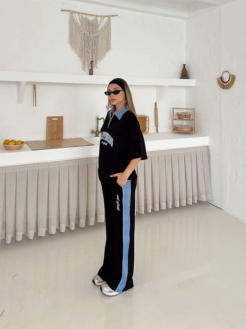 Женский стильный прогулочный костюм двойка трикотаж Черный, S Одесса - изображение 2