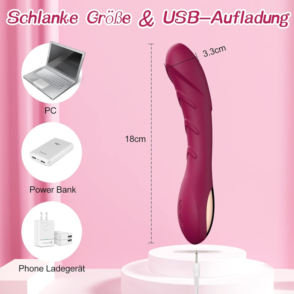 Силиконовый вибратор YICOCO G-Spot 18 см, 12 режимов, USB, водонепроницаемый, тихий, Wine Red Киев - изображение 7