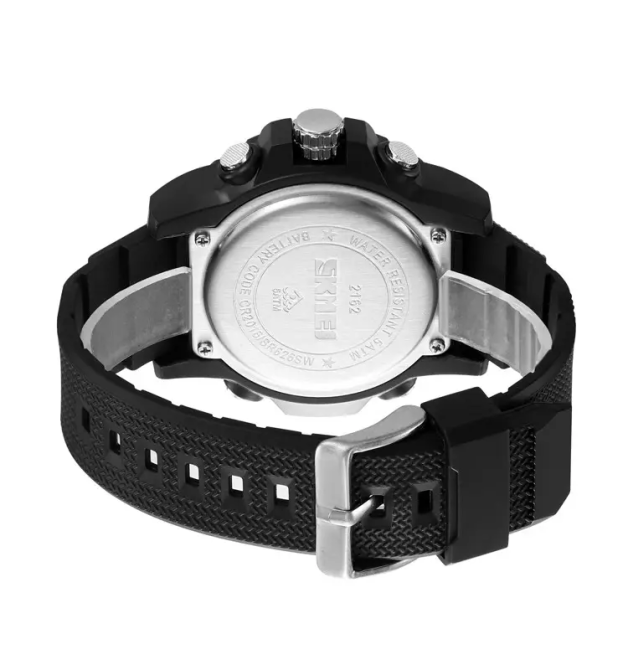 Годинник чоловічий наручний спортивний Skmei 2162 з подвійним дисплеєм і підсвічуванням (Чорний) Вінниця - фото 9