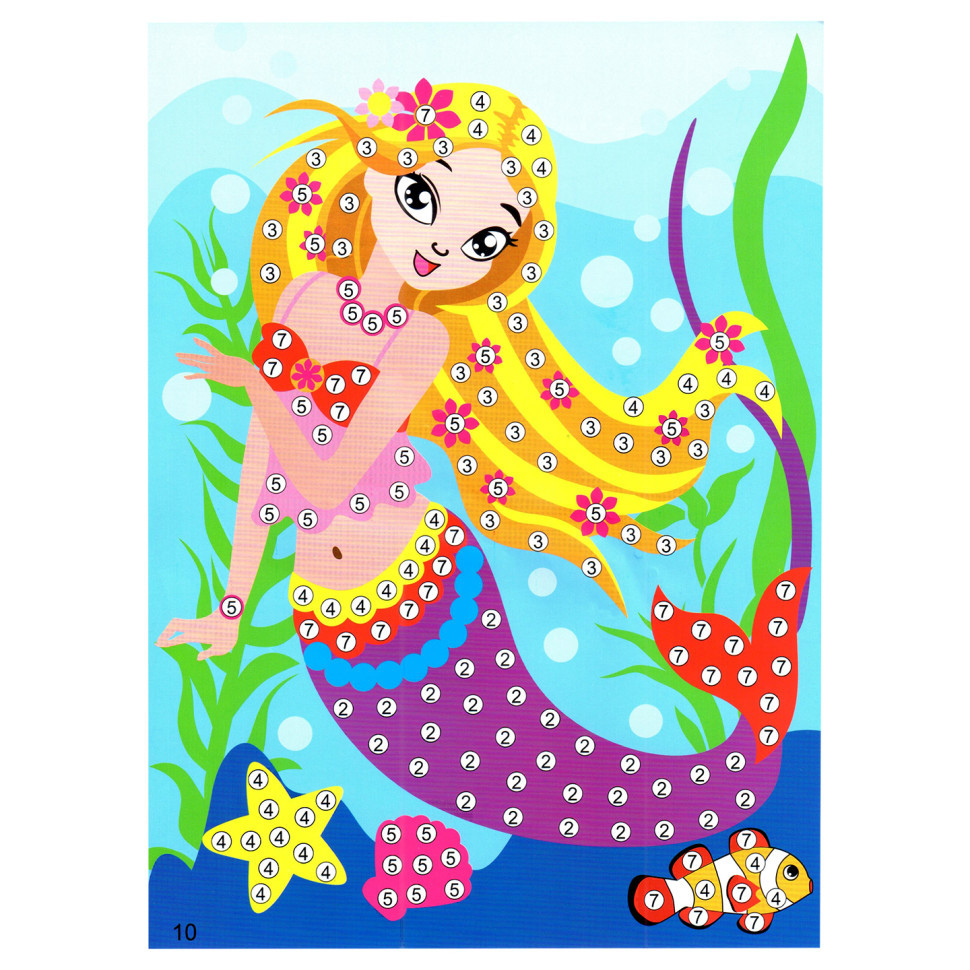 Дитяча мозаїка за номерами "Русалочка" 13-126-4 різнокольорові камінчики Вінниця - фото 1