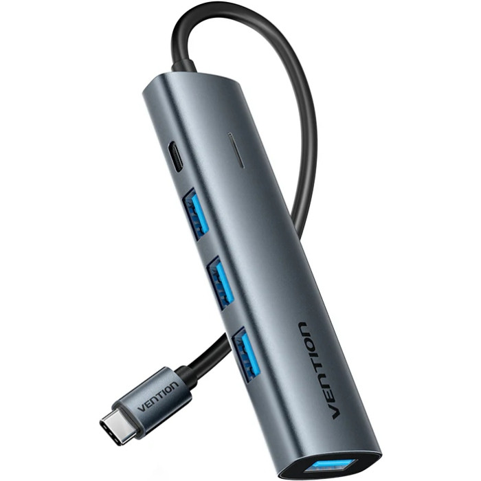 Хаб USB 3.0 Type-C -> 4xUSB 3.0/1xUSB-C, 5Gbps, Black Vention Винница - изображение 1