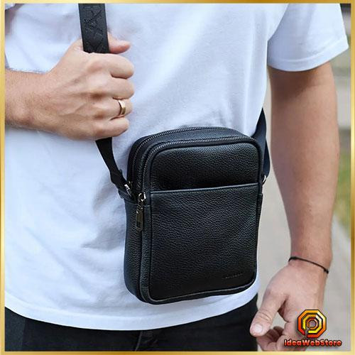 Шкіряний чоловічий месенджер чорний чоловічий Месенджер З Натуральної шкіри Київ - фото 1