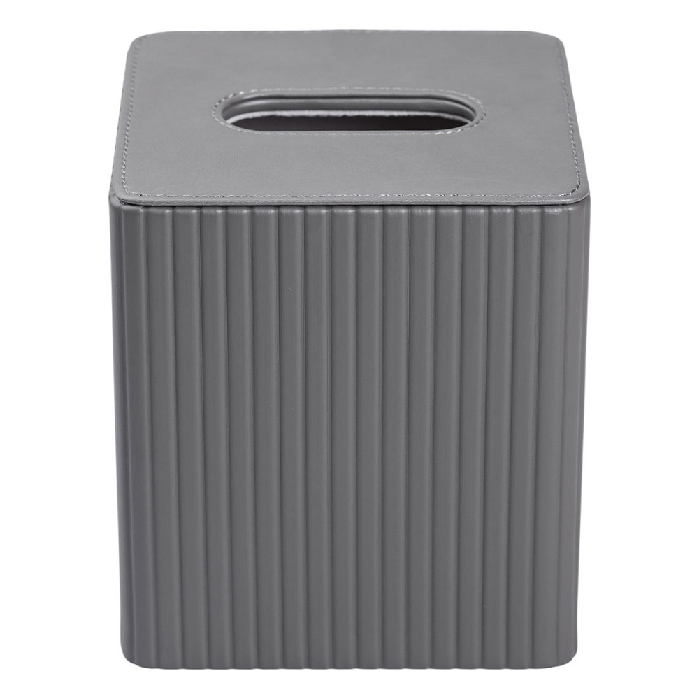 Серветниця з еко шкіри настільна 13х13х14.5 см органайзер для серветок Сірий HP-3-201G Коломия - фото 4