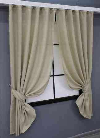Комплект коротких штор VR-Textil Льон Мішковина № 114ш Бежевий 130х170 см 2 шт (35-0107) Київ