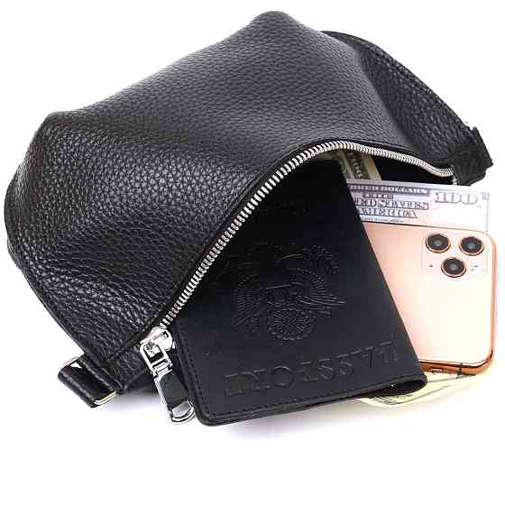 Кожаная женская бананка Черный (SHVIGEL) Киев