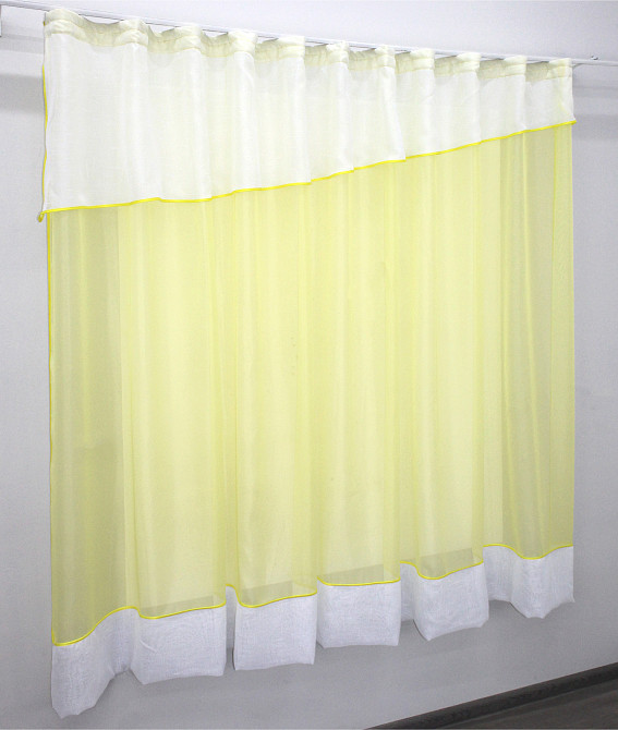 Кухонна фіранка VR-Textil № 00к жовтий з білим 280х170 см (52-0546) Київ - фото 2