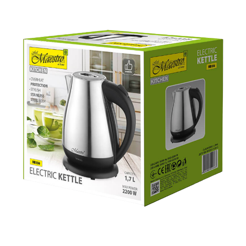 Електрочайник 1,7л 1850-2200W метал (диск) MR-036 Maestro Житомир